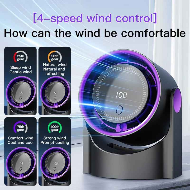 Bladeless Cooling Fan High-Speed USB Rechargeable Quiet Desktop Display Portable