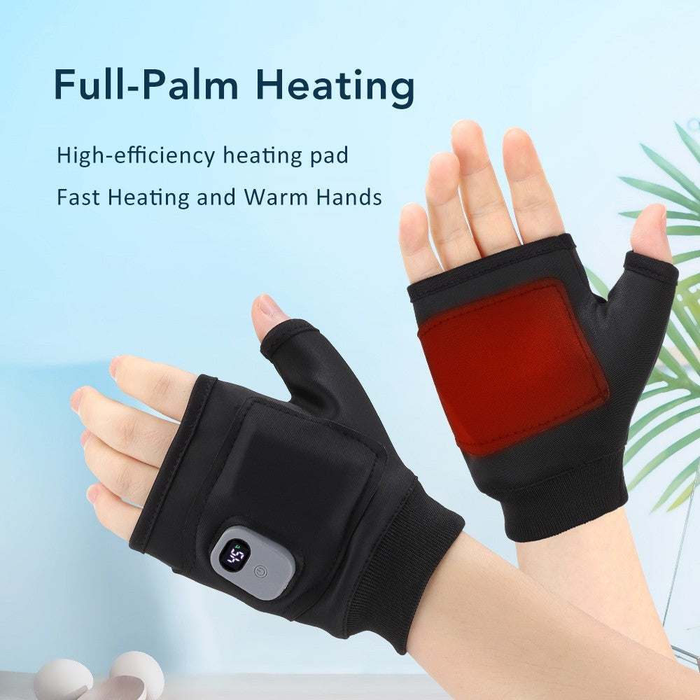 Rechargeable Electric Heated Fingerless Gloves 3 Heating Levels Hand Pain Relief