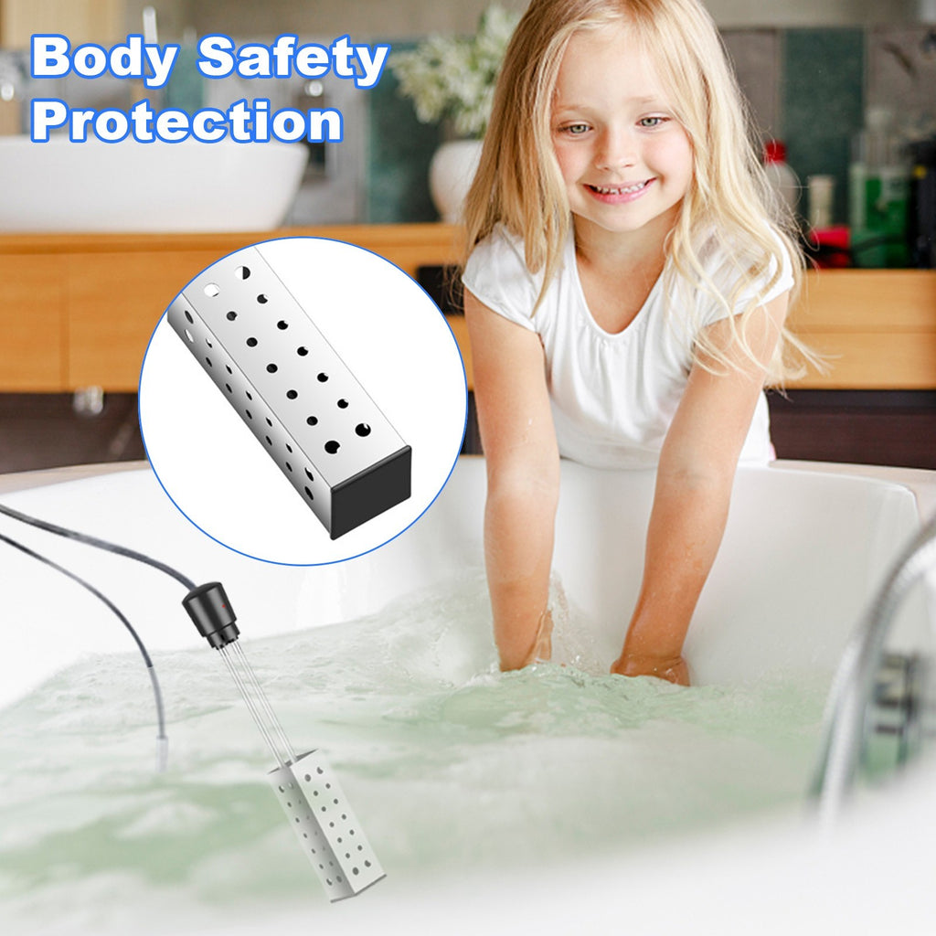 Electric Immersion Water Heater 2500W Bathtub Bucket Thermostat Auto Shutoff UK