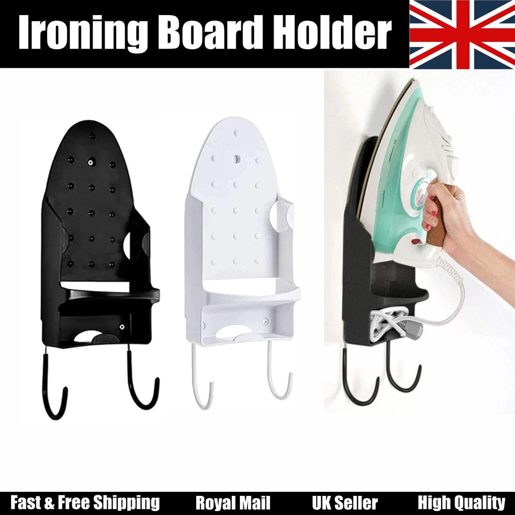 Wall & Door Mount Ironing Board Holder Cupboard Storage Hanger Rack Black/White