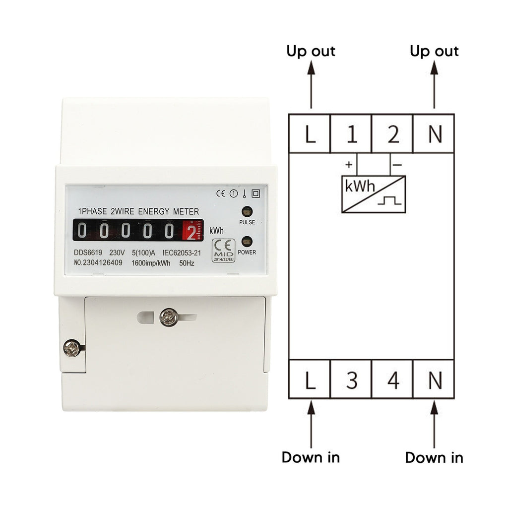 230V Grade1 Single Phase Mechanical Counter Home Electricity Energy Meter