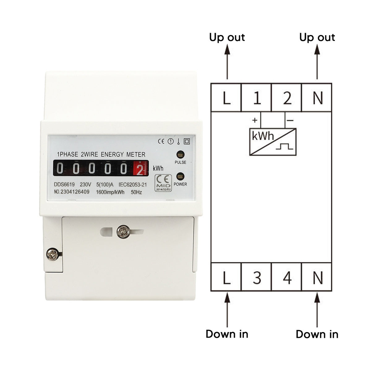 230V Grade1 Single Phase Mechanical Counter Home Electricity Energy Meter