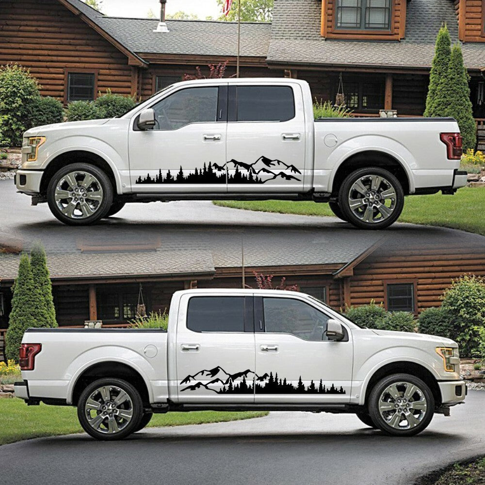 Tree Mountain Forest Vinyl Decal Stickers For Car SUV Truck Side Body 190x32cm
