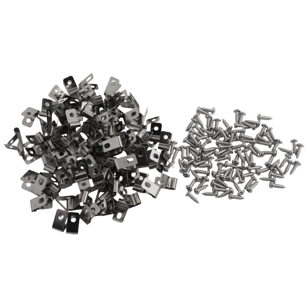 100 Pack of Rust Resistant Wire Clips with Screws for Fencing Applications