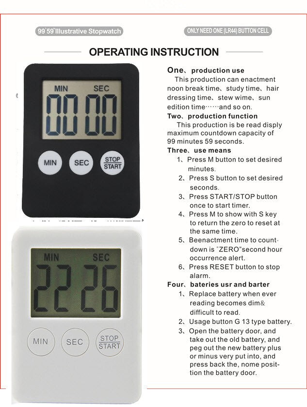 Large LCD Kitchen Cooking Digital Timer Count Down Up Clock Loud Alarm Magnetic