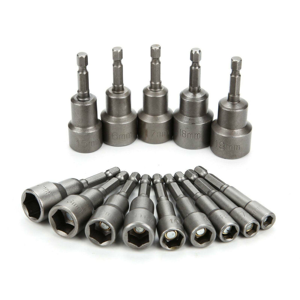 14pcs 6 -19mm 1/4" Nut Driver Bit Set Hex Magnetic Metric Socket Impact Drill UK