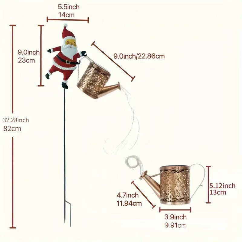 Solar Watering Can Lights Outdoor,Christmas Santa Waterproof Metal Garden  UK