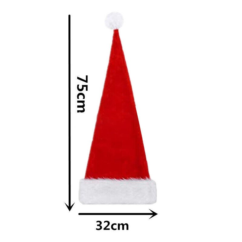 Plush Long Claus Cap New Christmas Hat Pompom Adult Long Santa Costume Xmas