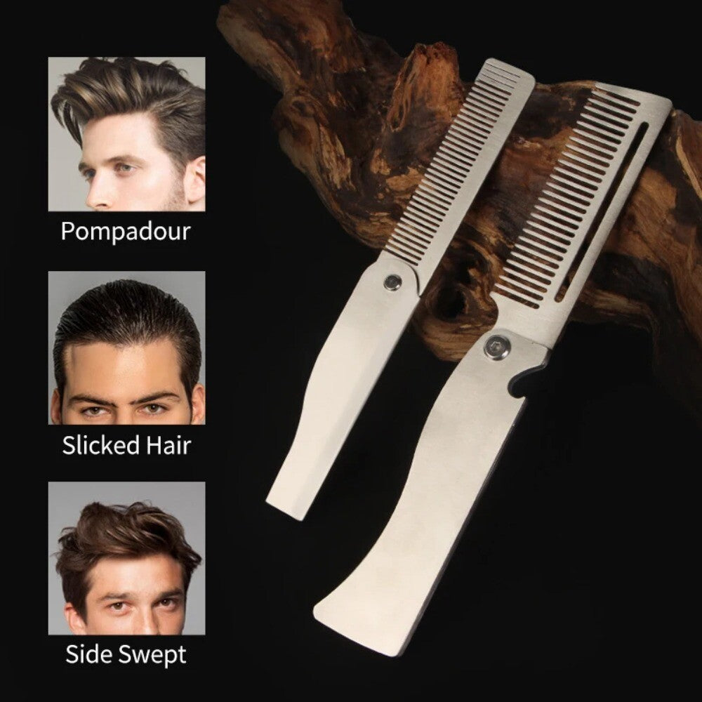 Portable Steel Combs Hair Styling Comb Pocket Comb Folding Pocket Beard Combs