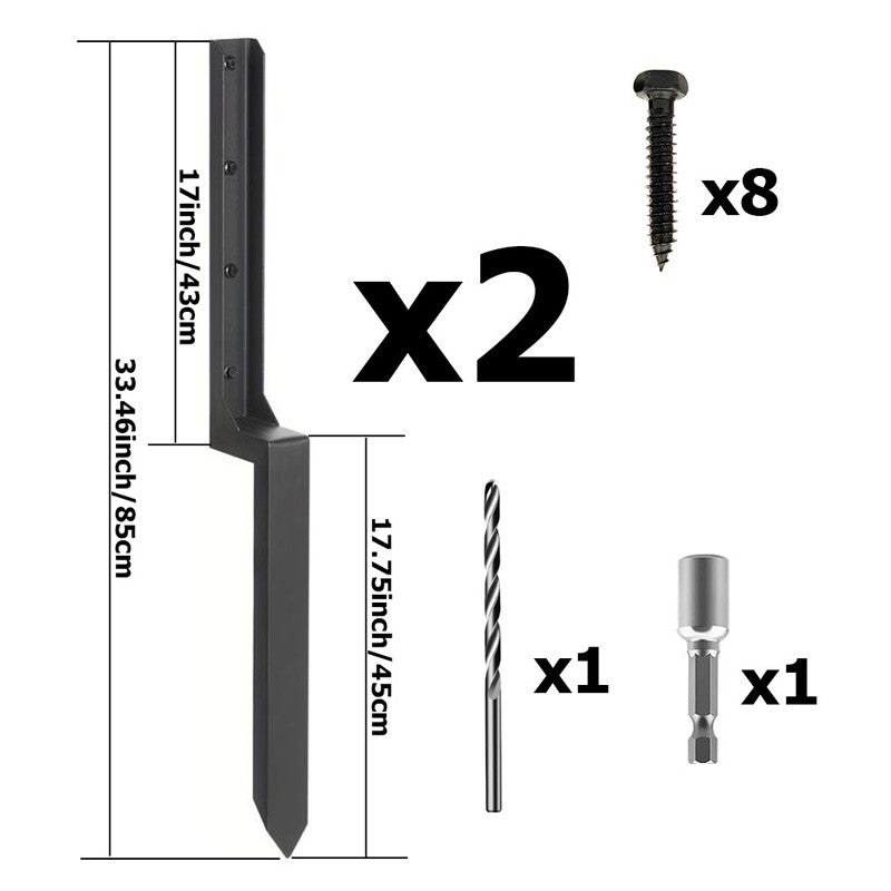 2PCS Heavy Duty Fence Post Anchor Repair Kit Support Stakes Steel Ground Spike