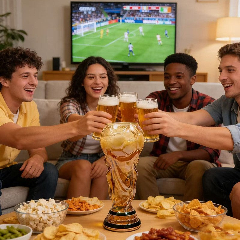 500ml World Football Trophy Beer Glass Cup Shape Drinking Mug Clear Collection