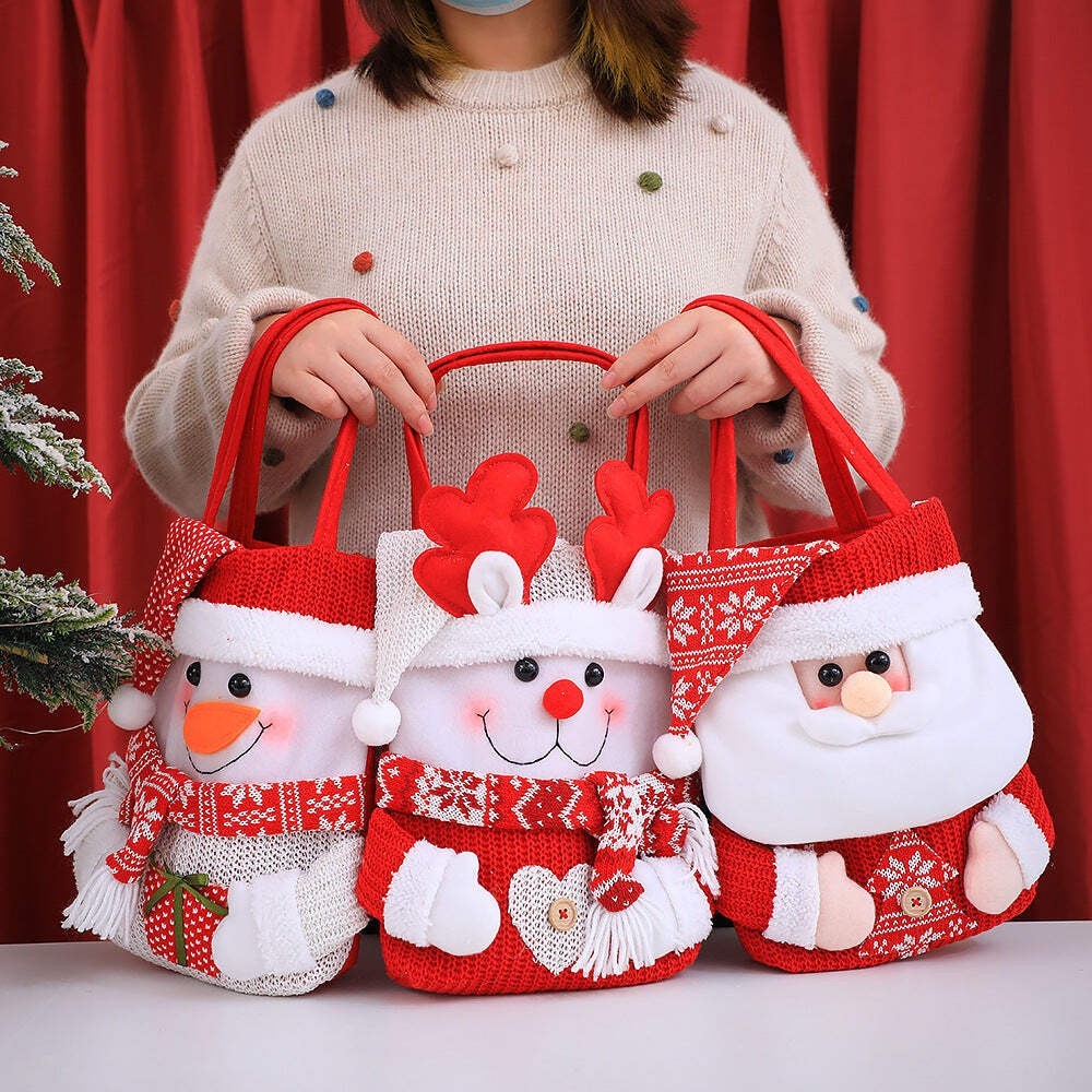 Christmas Gift Bag Christmas Eve Apple Bag Gift Bag Handbag Flip Hat Cartoon Can