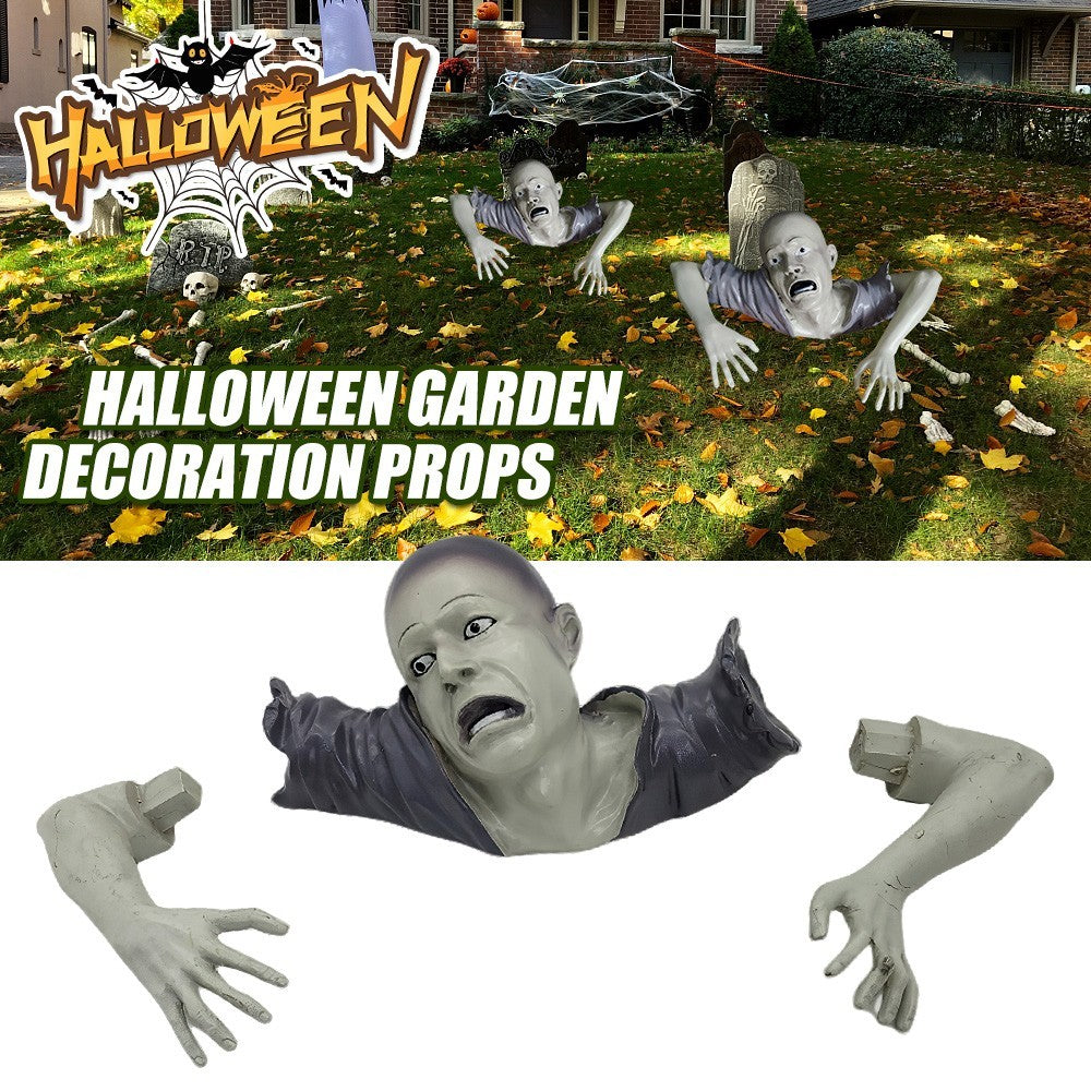 Garden Statue Graveyard Decors Halloween Crawling Zombie Horror Props Outdoor