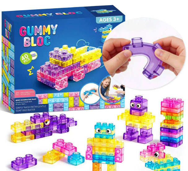 40PCS Sensory Soft Stress Toy Building Blocks for Toddlers Squishy Stacking Toy