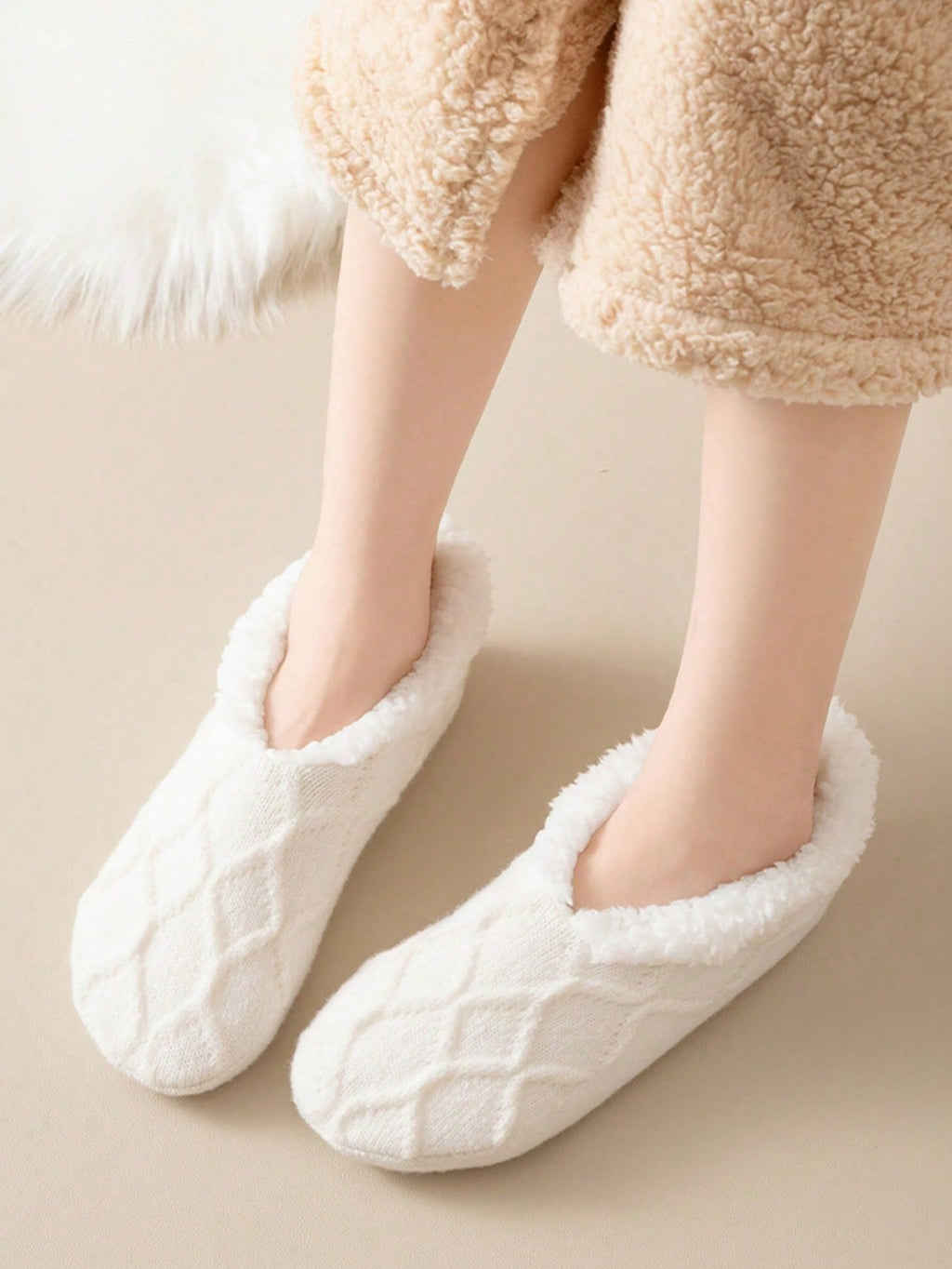 Warm Fluffy Winter Slipper Socks Non Slip Fleece Lined Women Men UK