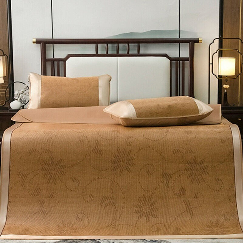 Summer Sleeping Mat 1set For Bed Rattan Foldable Nature Bamboo Cool Bed Mat Pad