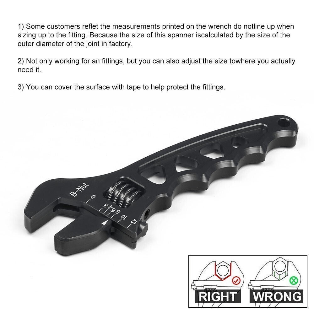 Aluminium Adjustable Wrench Spanner AN-3 AN-4 AN-6 AN-8 AN-10 AN-12 Hose Fitting
