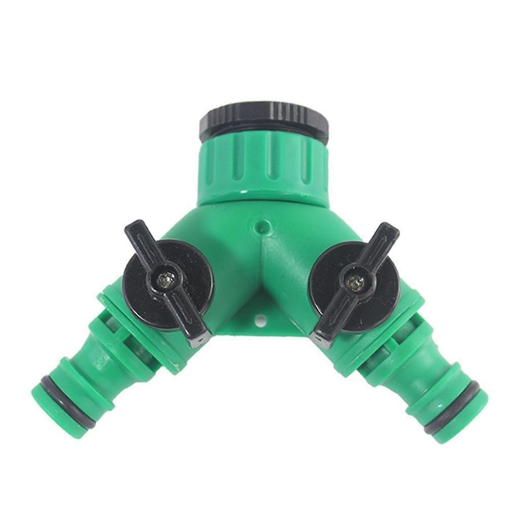 2 Way Double Outside Garden Water Hose Pipe Tap Splitter Dual '' Connector UK