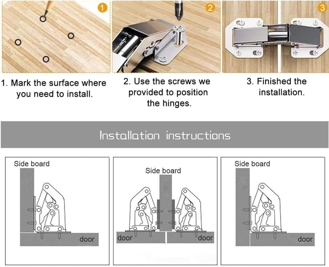 10x 90 Degree Easy Mount Concealed Kitchen Cabinet / Cupboard Sprung Door Hinges