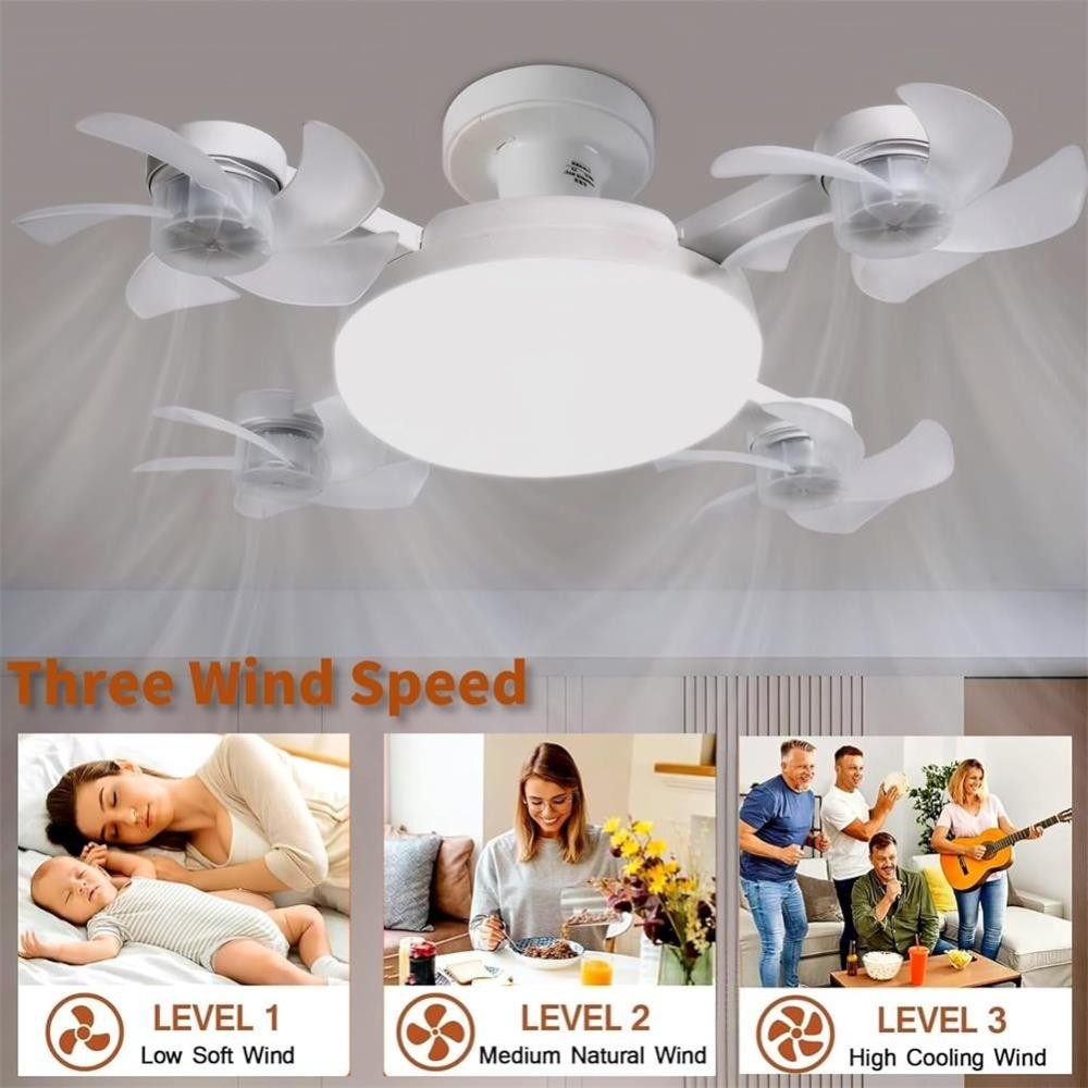 60W LED Ceiling Fan with Light Dimmable E27 Bedroom Living Room Fan Lamp Modern