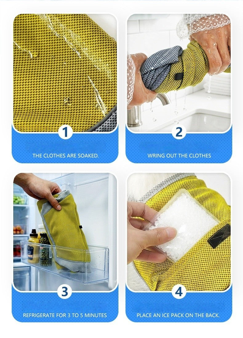 PET DOG CAT COOLING COAT  SUMMER COOL VEST Reflective Pocket can place ice pack