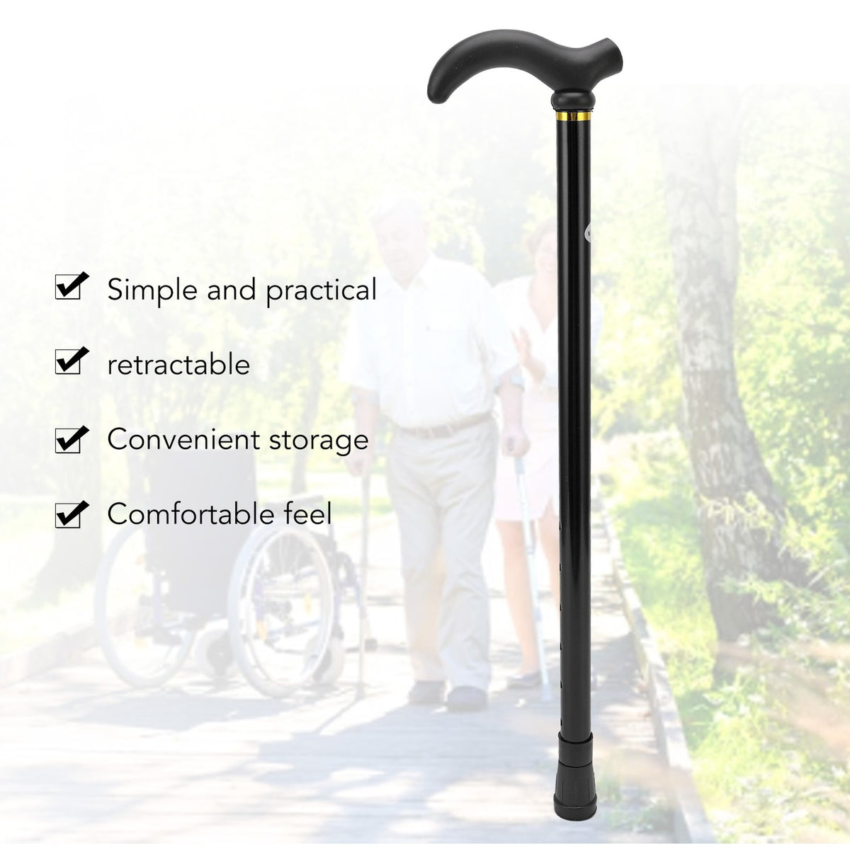 Adjustable Walking Cane for Seniors Collapsible Elder Stick for Men Women