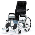 6-Position Adjustable Lightweight Folding Wheelchair with Reclining Backrest UK