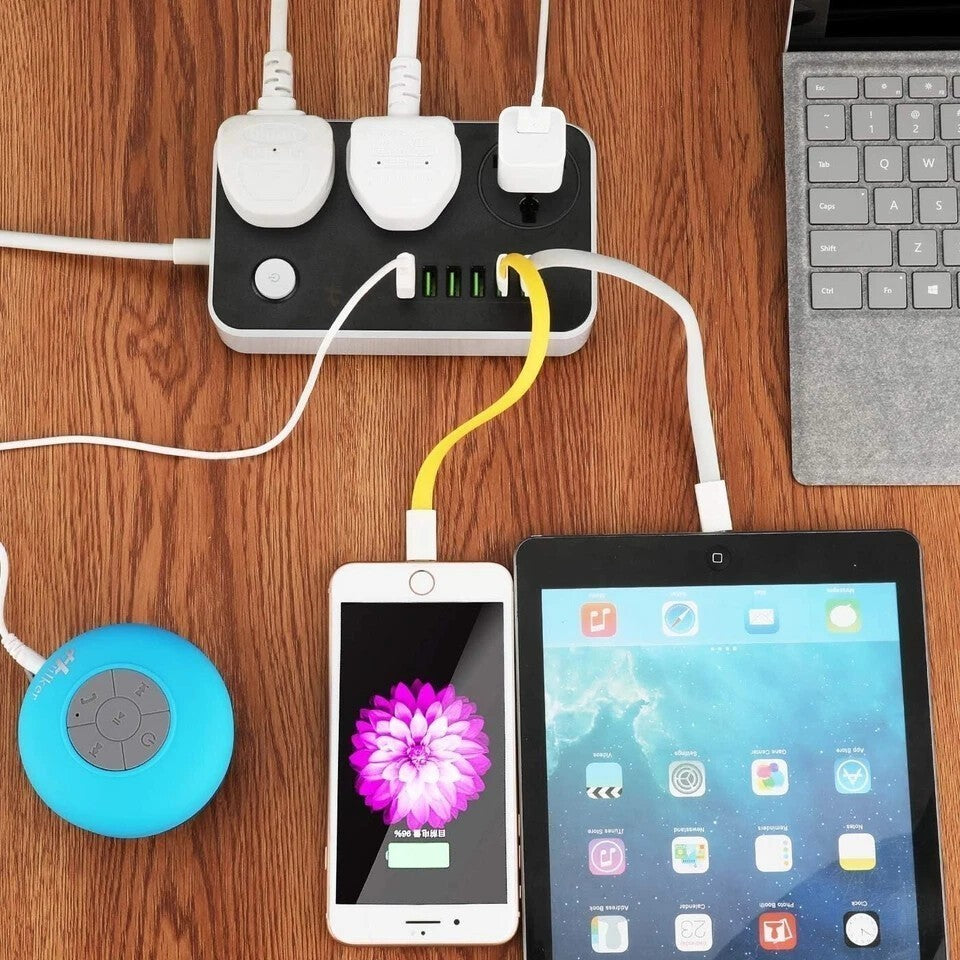 Surge Protected Extension Lead With 6 USB USB C 6Gang Way Power Cable UK Plug