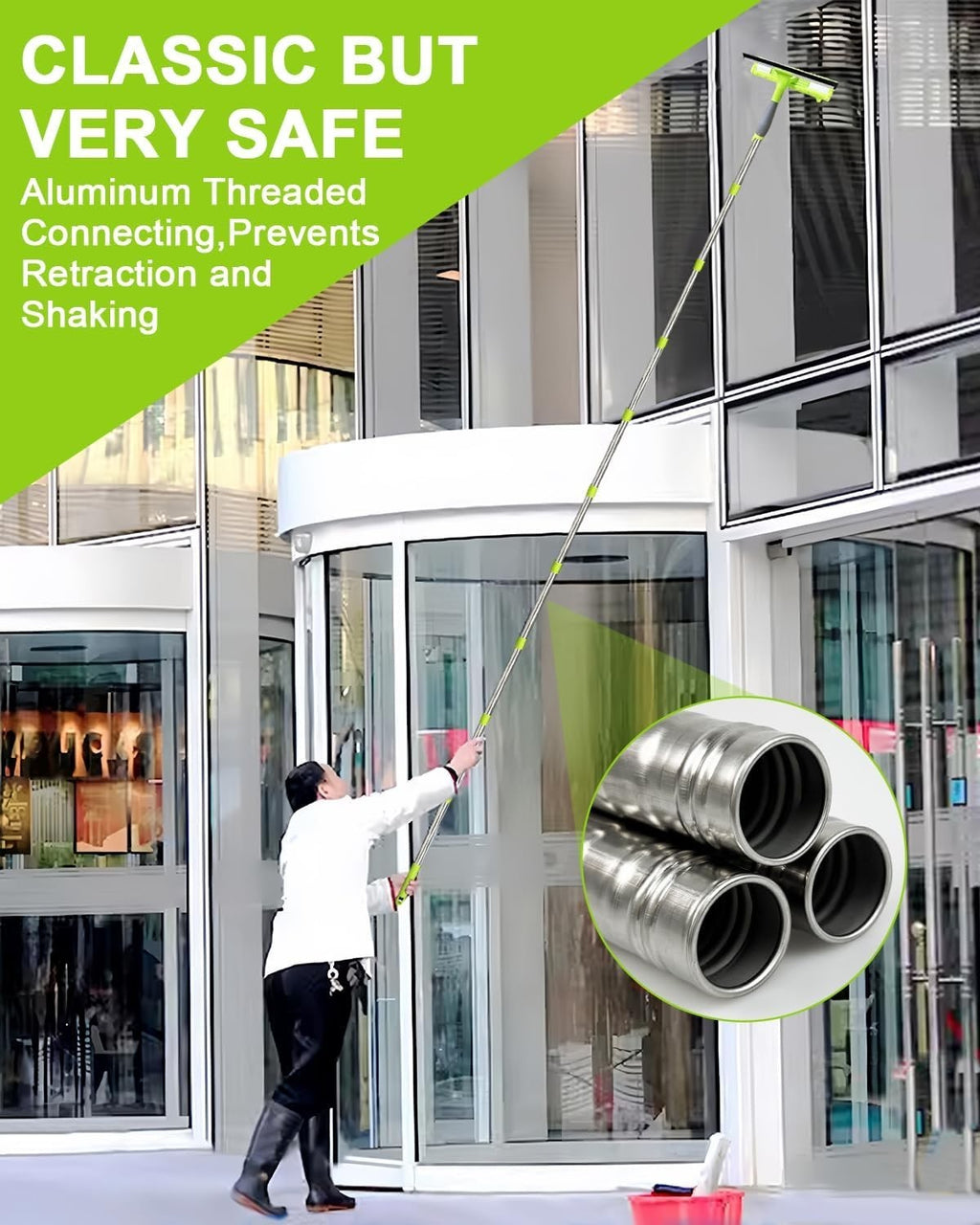 Telescopic Extendable Window Cleaner Equipment Glass Cleaning 4.5m Squeegee Tool