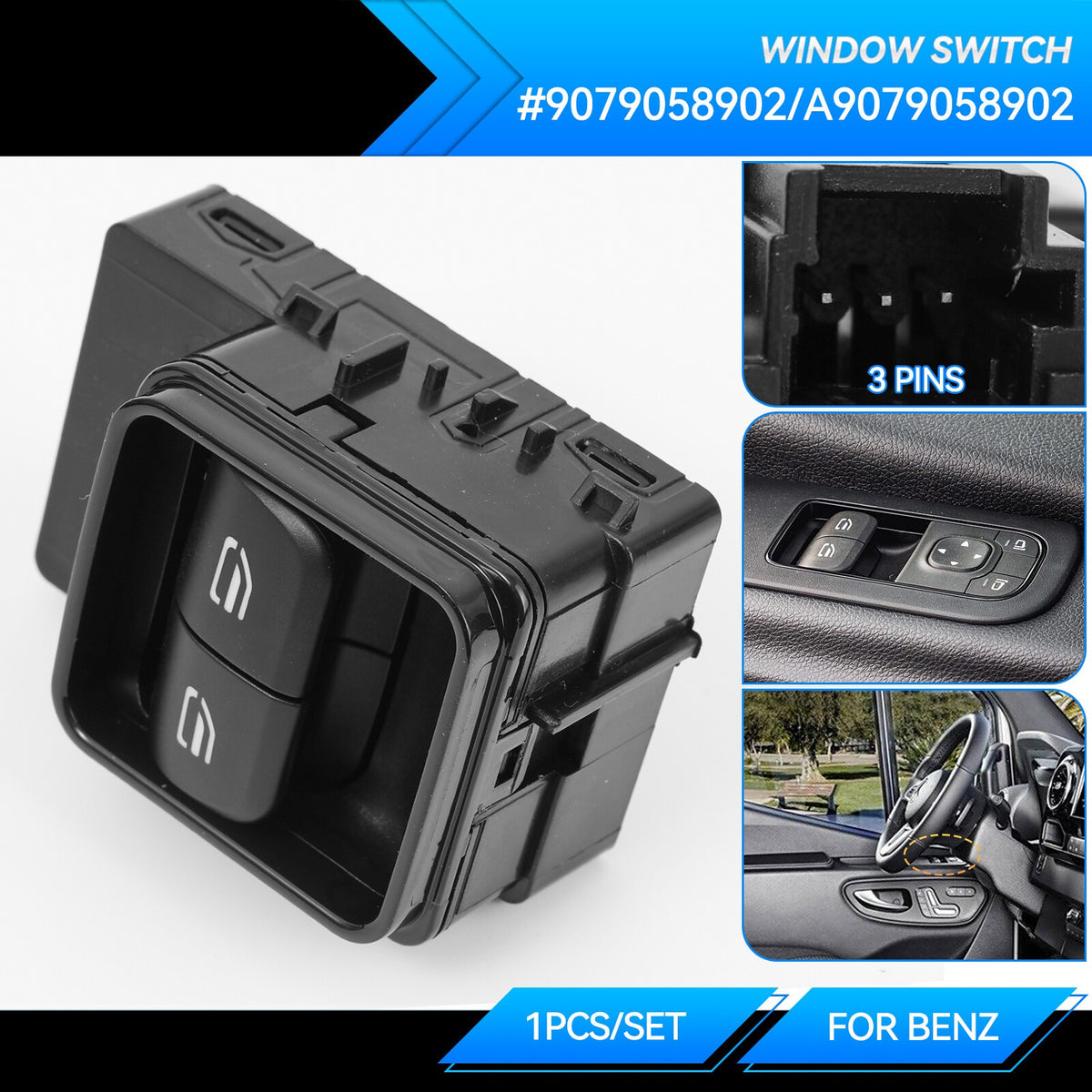 Window Switch Driver Side For Mercedes Sprinter 907 910 2018-2022 A9079058902.*