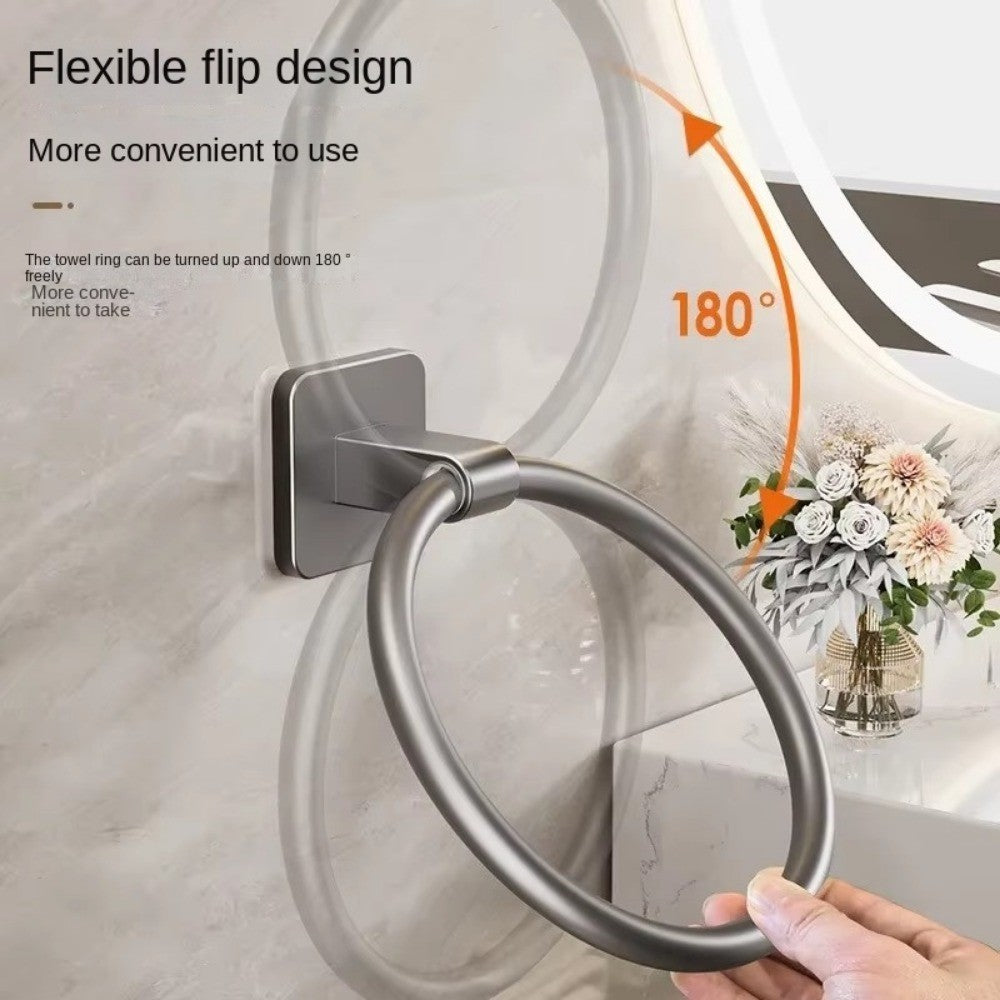 Rotatable Towel Ring Hook Wall-Mounted Towel Hanger  Storage Holder