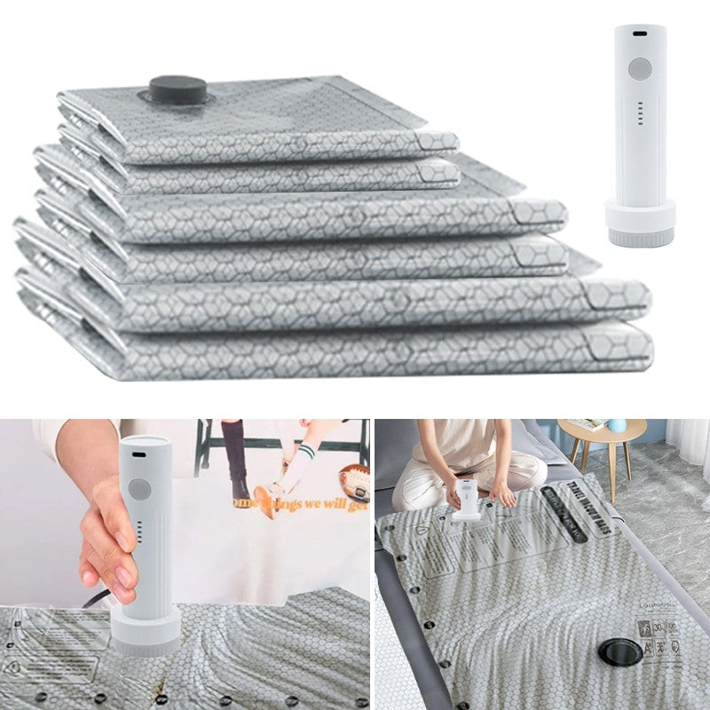 9/15× Cordless Travel Vacuum Bag Set With Rechargeable Pump for Bedding Clothing