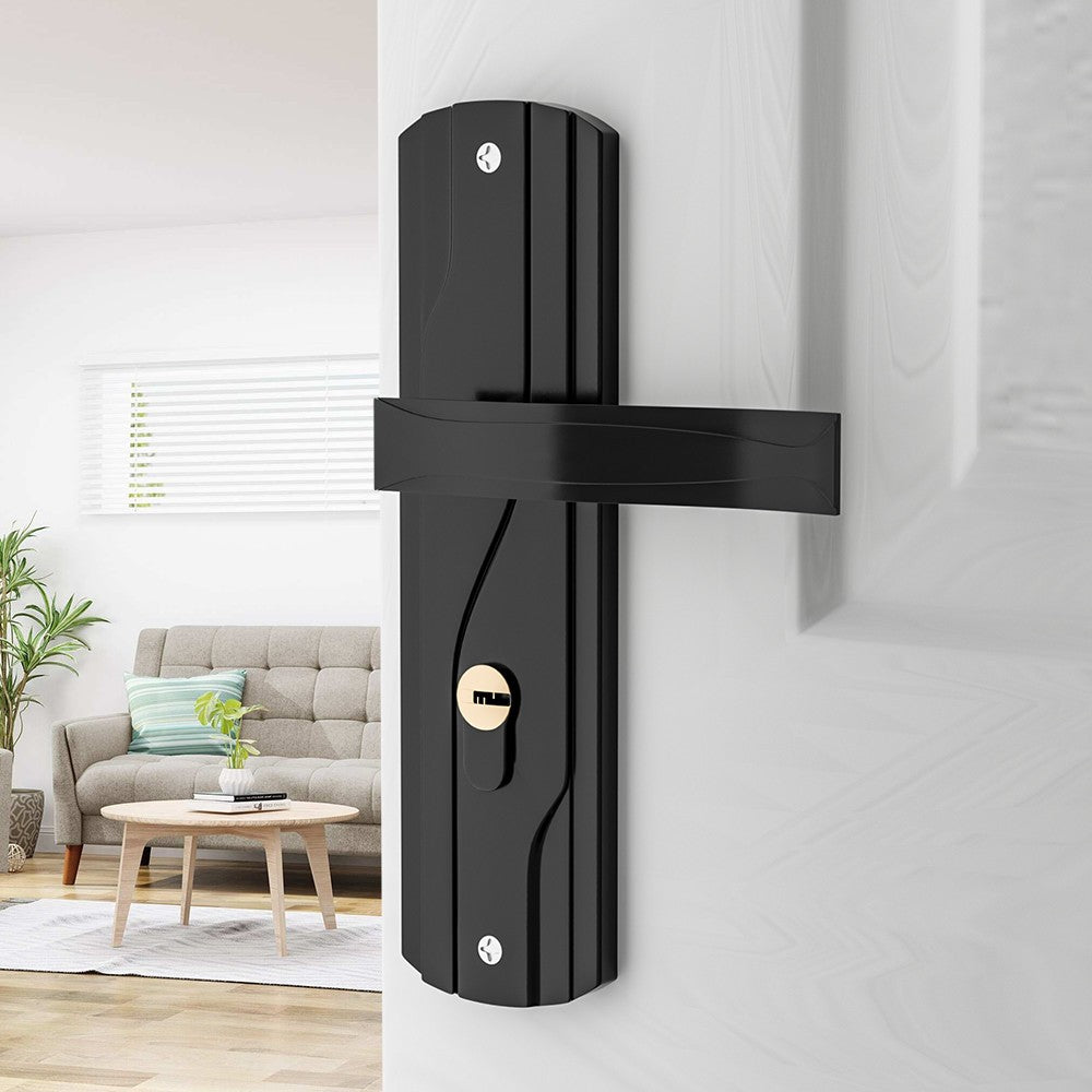 Lever Lock Set Lockable Door Handle Handles with 3 Keys Manganese Steel for Home