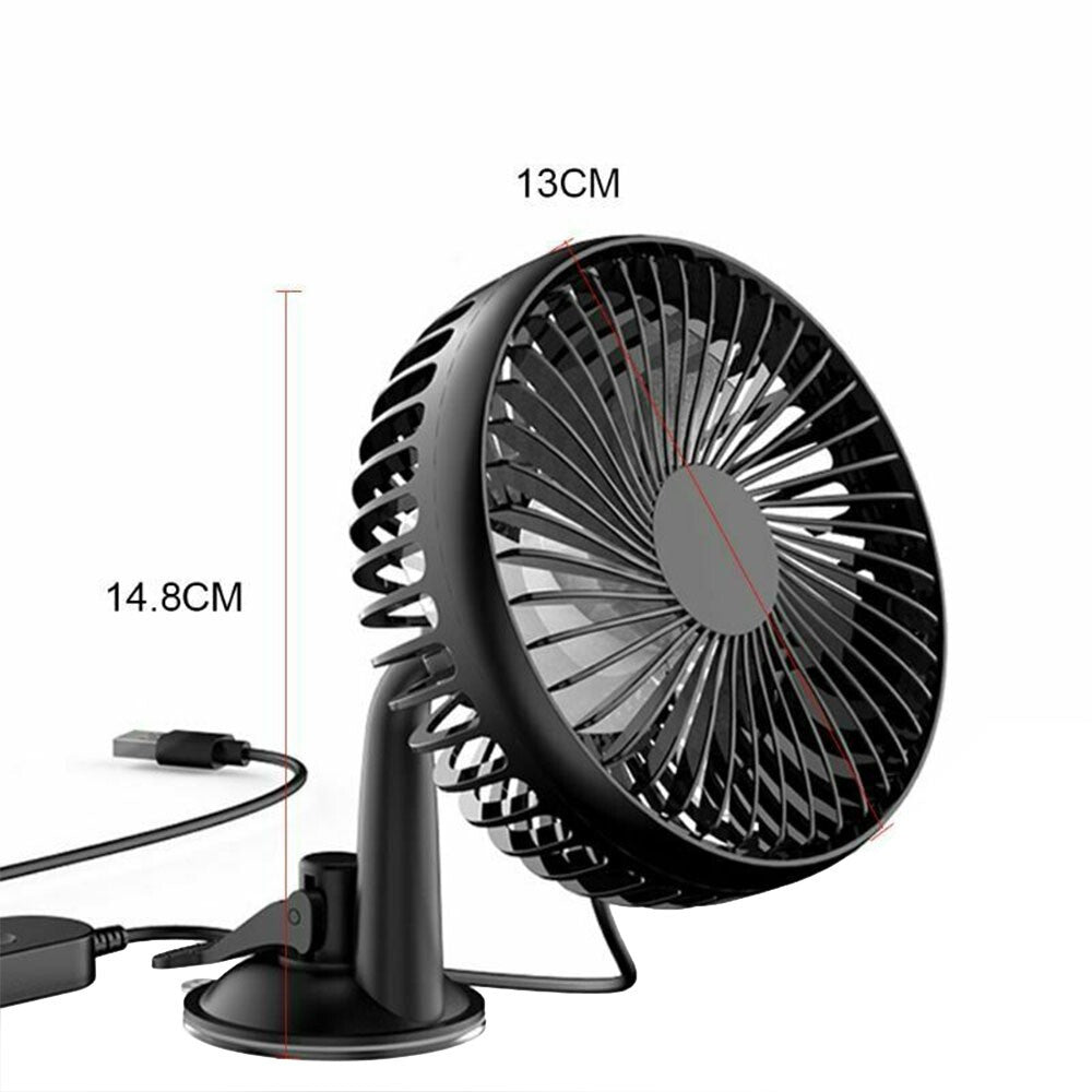 3 Speed USB Cooling Fan with Suction Cup For Car Van Caravan Universal 12V/24V
