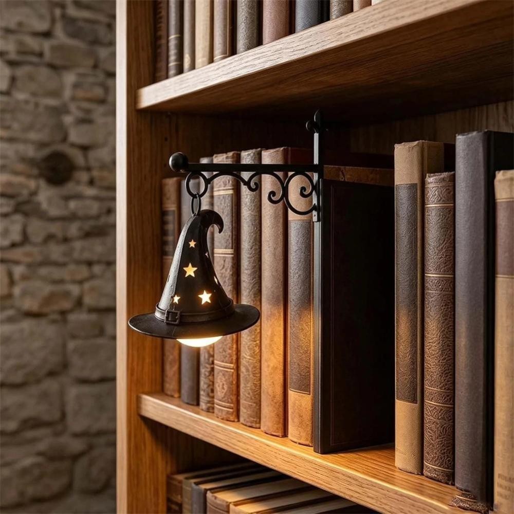 Library Lantern Bookshelf LED Lamp, Antique Hanging Shelf Light Decor for shelf