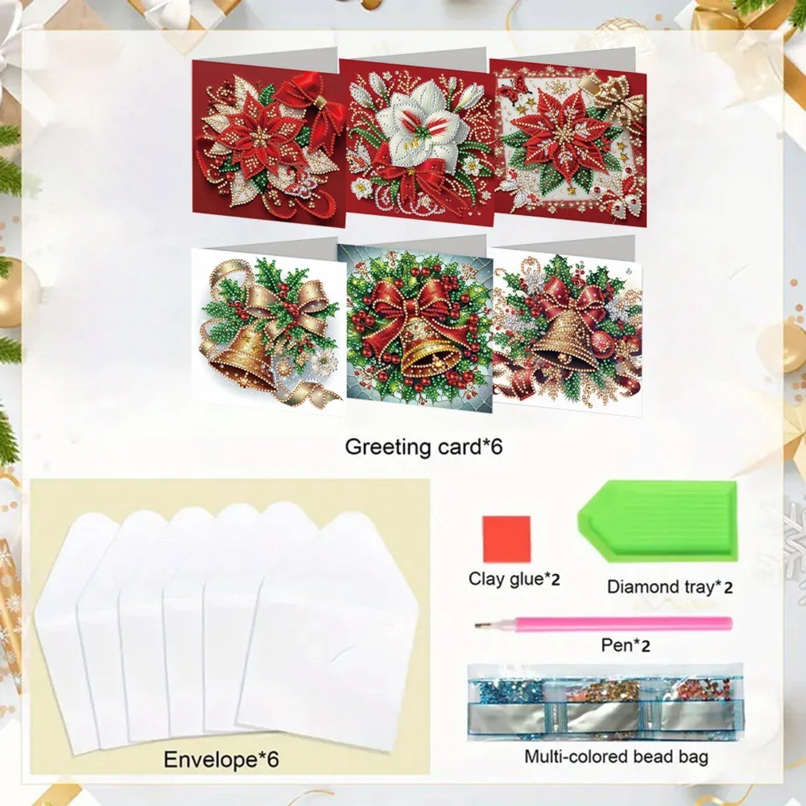 Christmas DIY Diamond Art Painting Greeting Card Set 5D DIY Diamond Painting Set