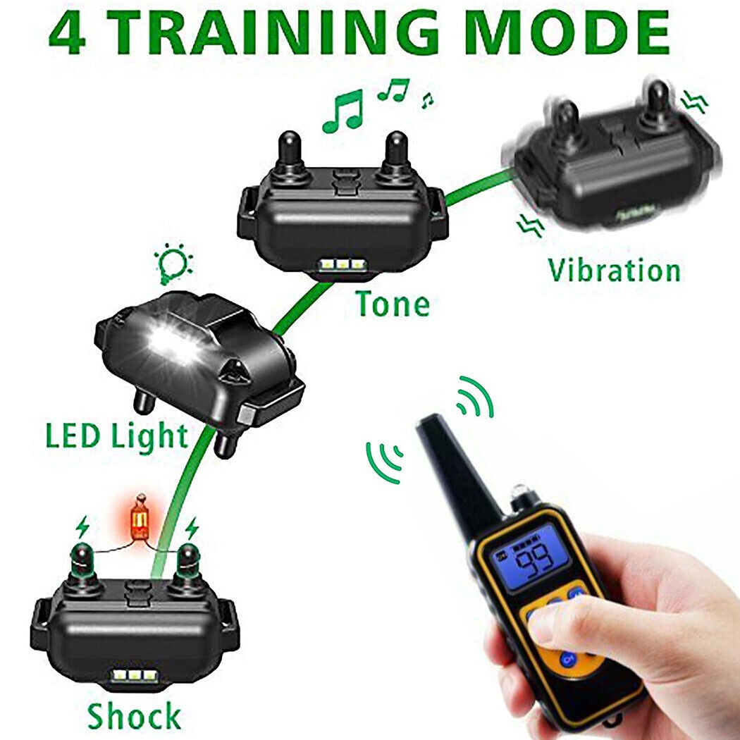 Dog Pet Training Collar with Remote Rechargeable Waterproof Shock Anti Bark 800M