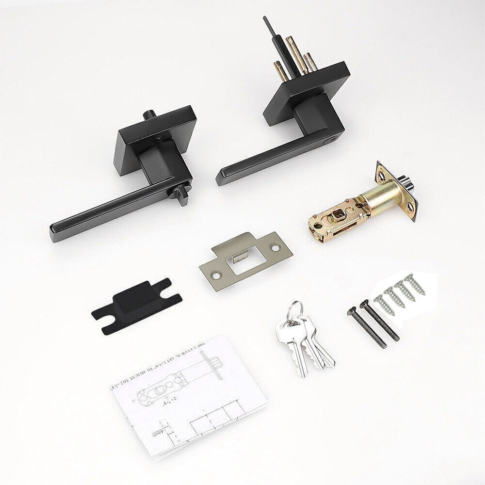 Internal Door Lever Handle Sets Latch Bathroom Bedroom Door Lever Lock with Keys