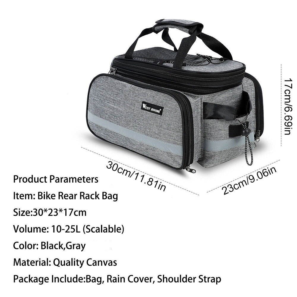 Waterproof Cycling Bicycle Touring Trunk Bag Bike Pannier Bag Rear Rack Bag