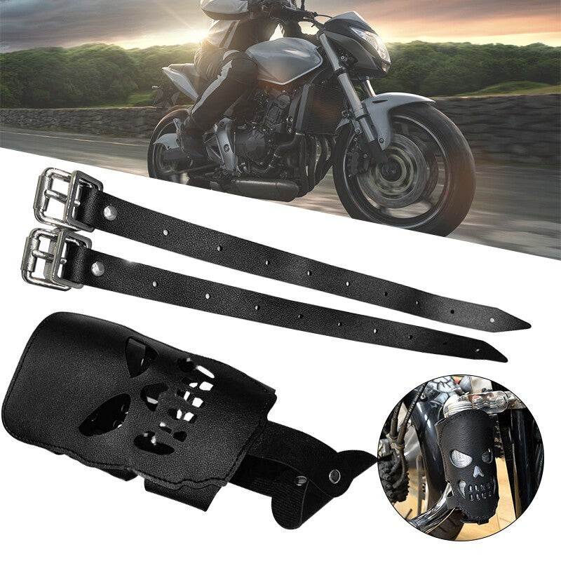 Motorcycle Skull Cup Holder Biker Custom PU Leather Cup Drink Can Bottle Holder