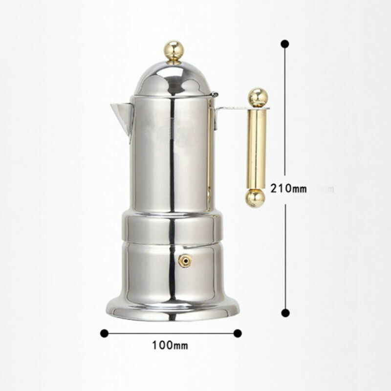 Stovetop Moka Pot - Steel 4Cup Induction Espresso Coffee Maker