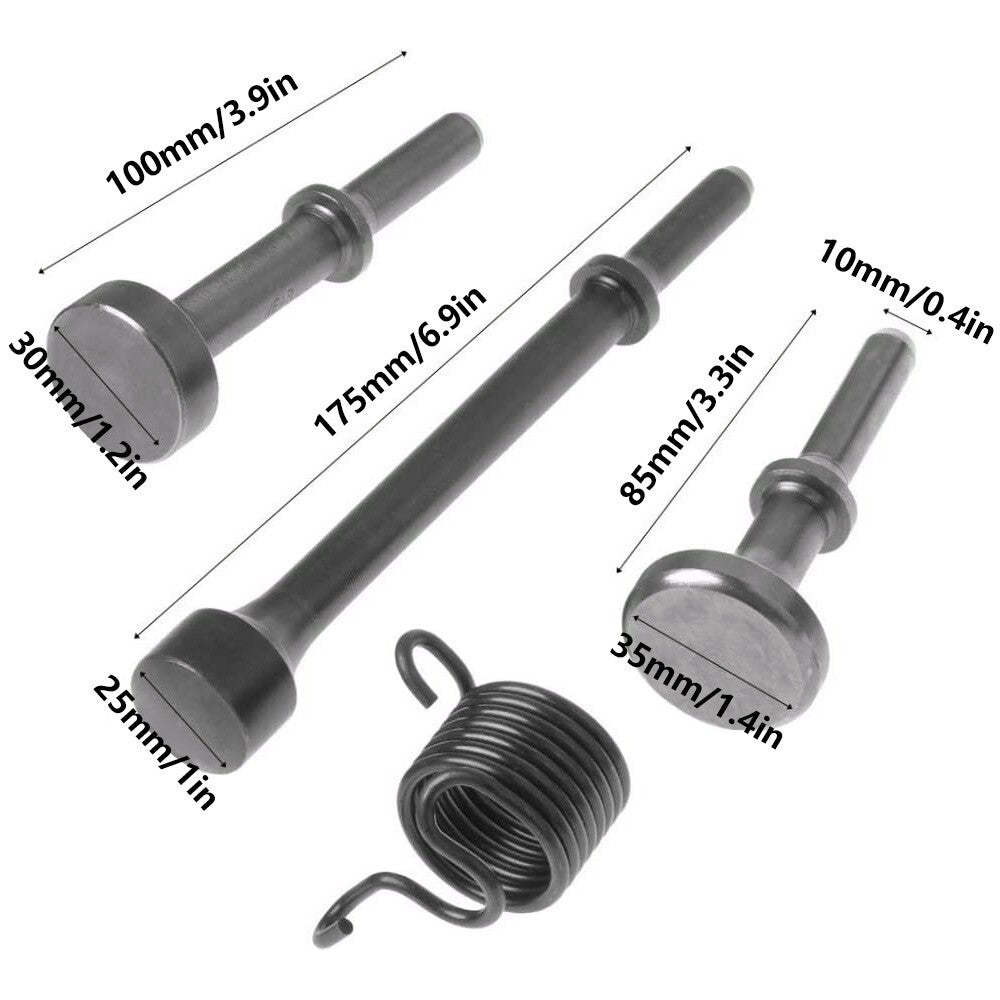 3Pcs Smoothing Pneumatic Air Hammer Impact Bits Set Tool Kit Chisel w/Spring