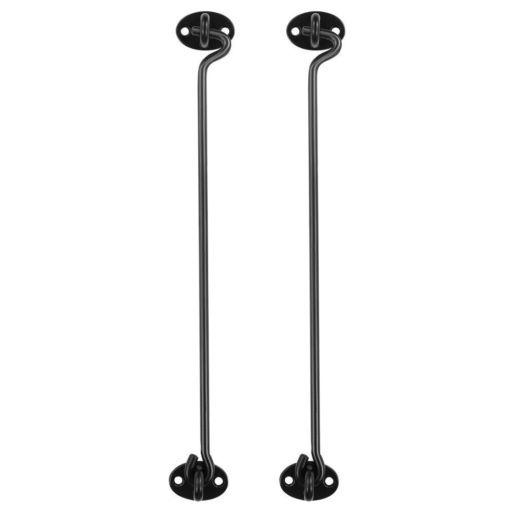 2XExtra Long Black Cabin Hook Eye Latch French Door Stay Hold Open Shed 30.5cm