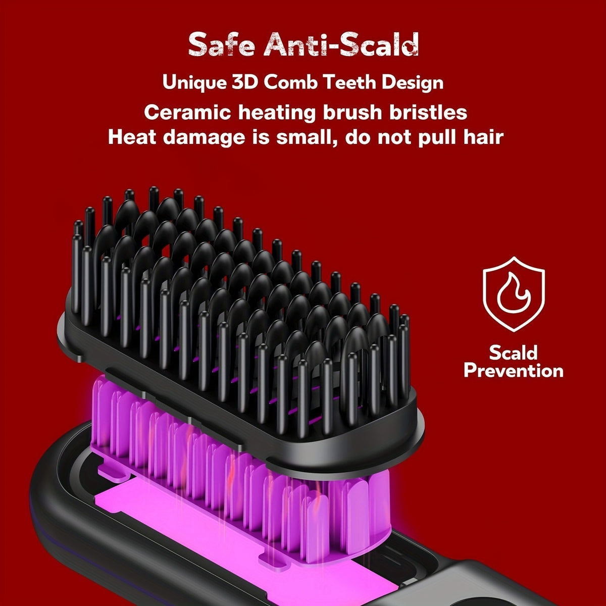 Glow Wave Heated Brush  LED Screen & USB Charging 3 Heat Settings for Short Hair