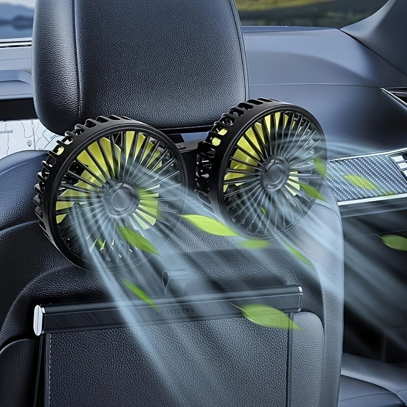 12V24V Car Back Row Multifunctional Adjustable High Wind Backrest Dual Head Fan