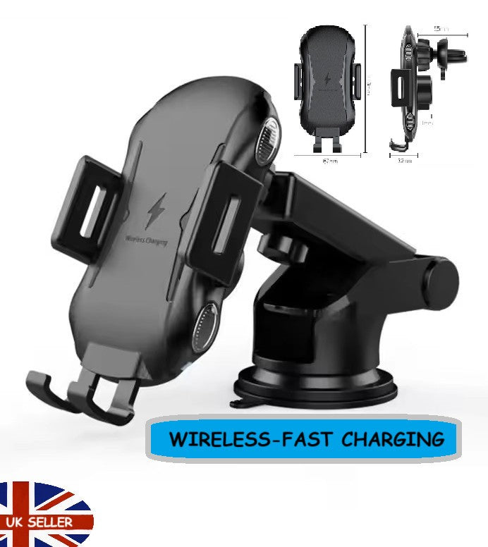 Wireless Fast Charge Car Phone Holder Universal Windscreen Dashboard Air Vent
