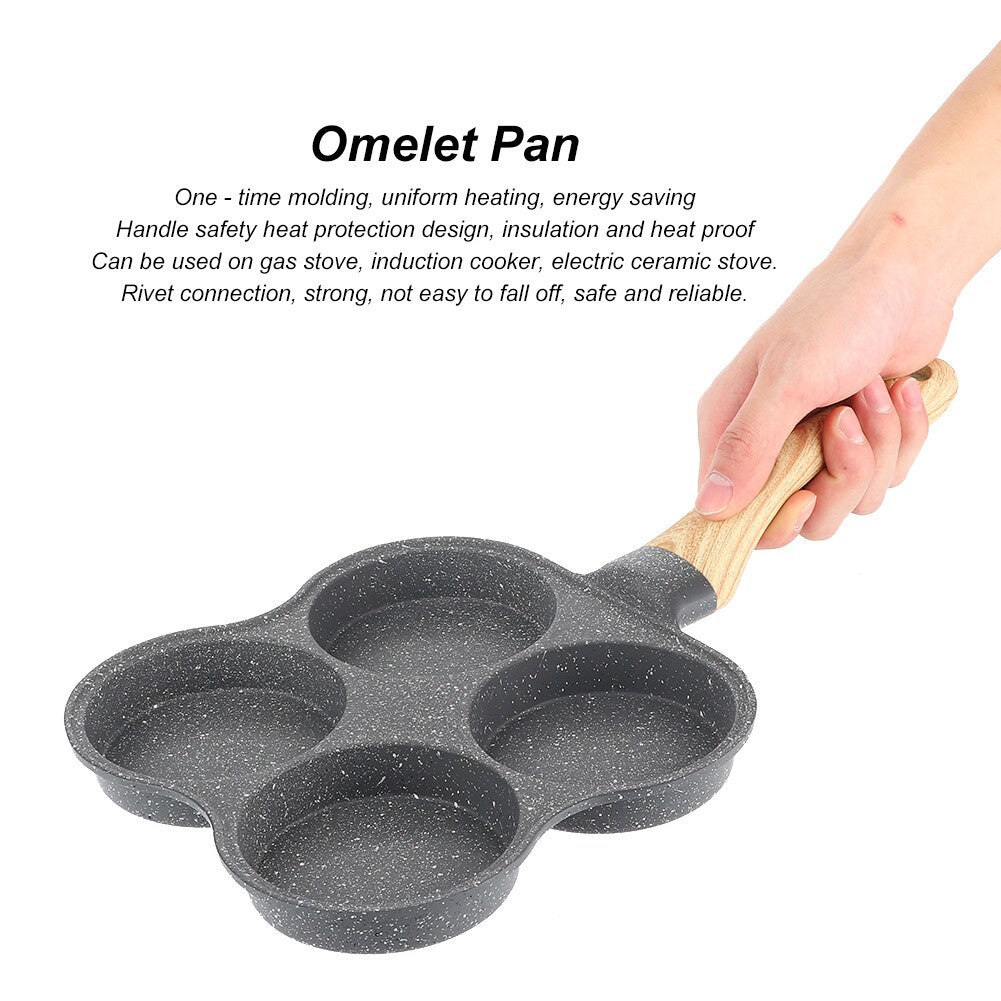 2PCS Non-Stick 4-Cup Egg Frying Pan Pancake Omelet Burger Breakfast Skillet