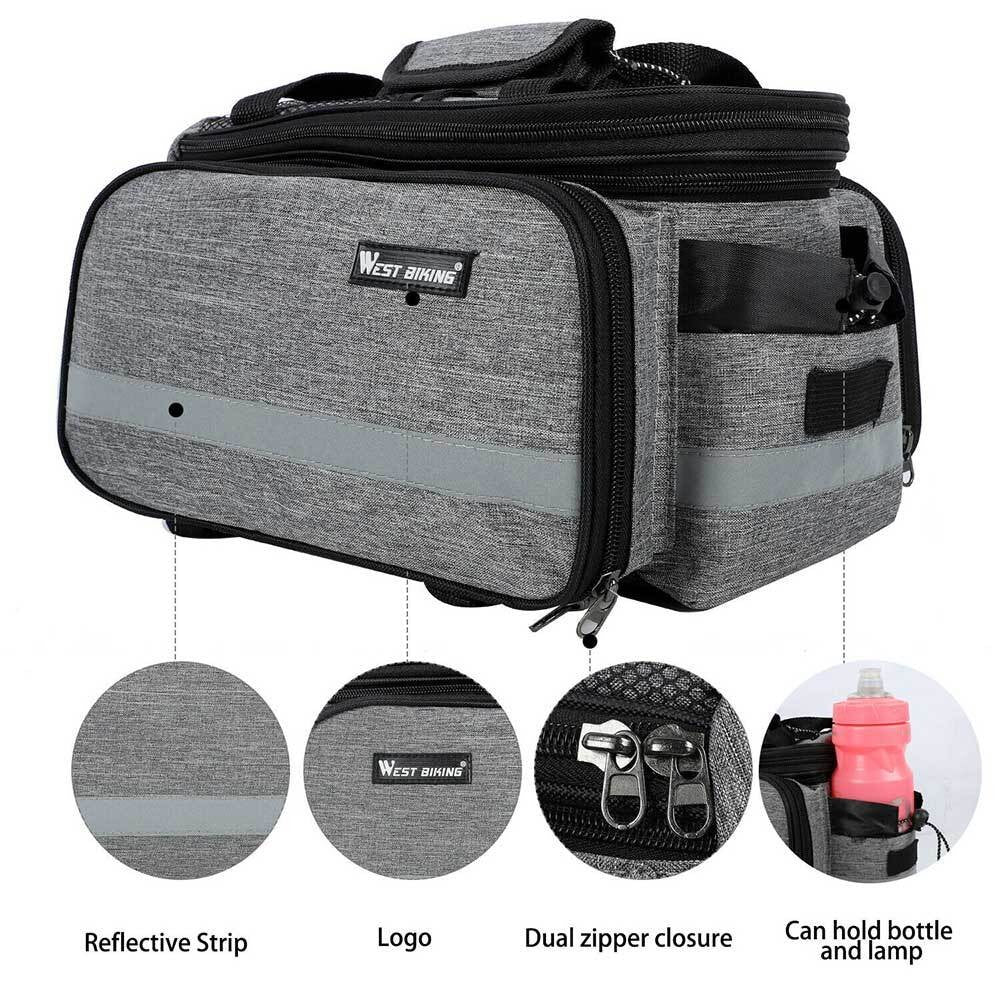 Waterproof Cycling Bicycle Touring Trunk Bag Bike Pannier Bag Rear Rack Bag