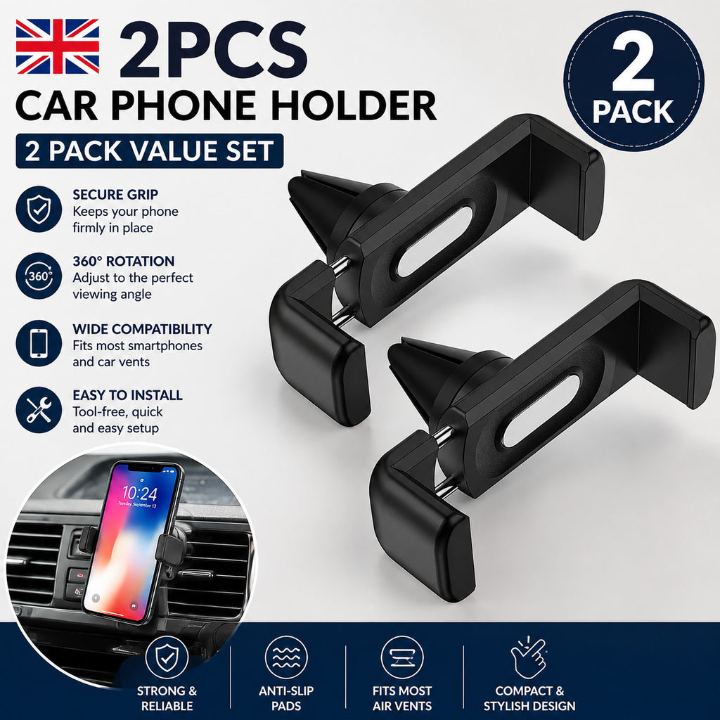 2X Universal 360° Rotating Car Mobile Phone Holder Air Vent Mount Cradle for GPS
