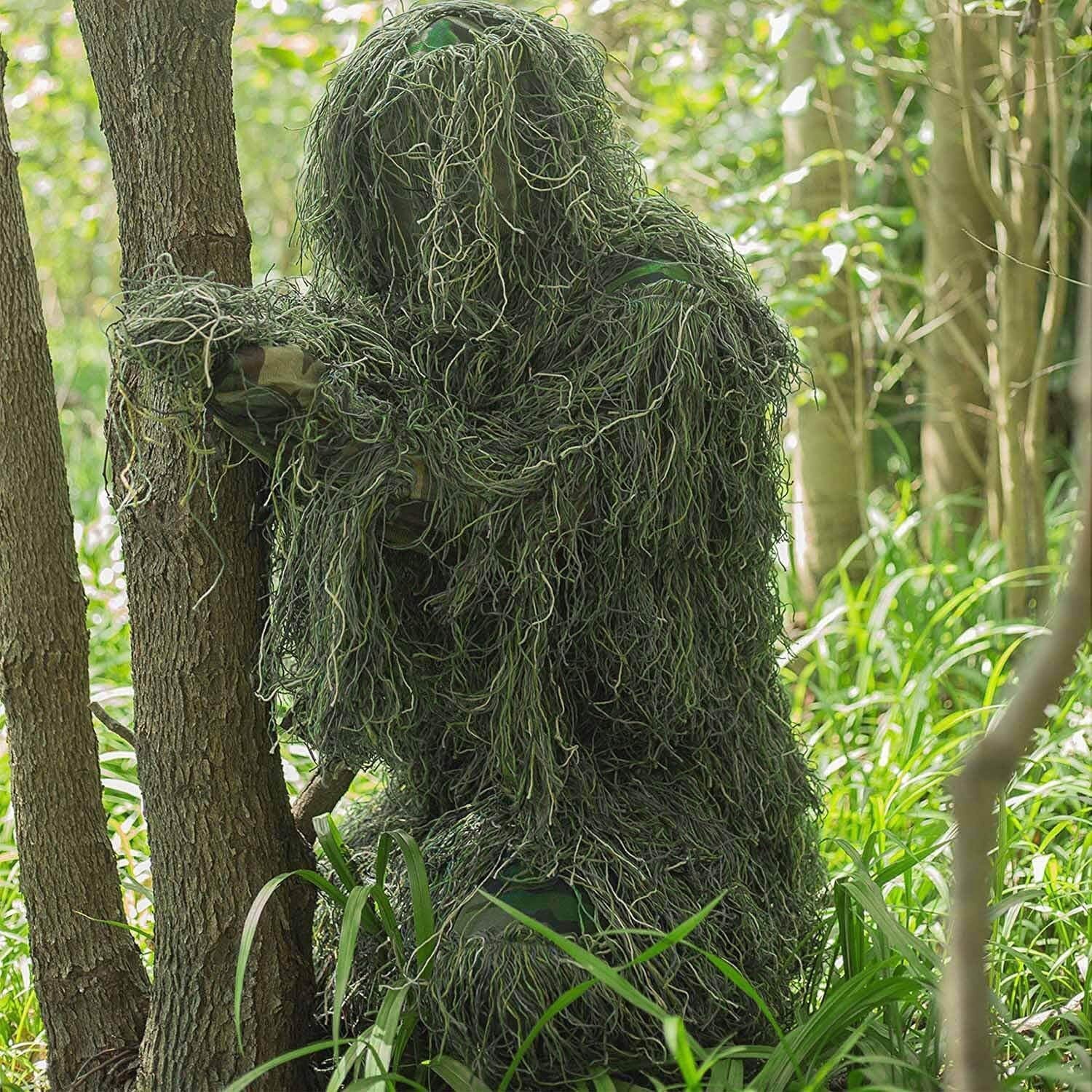 Multi-Scenario Woodland Camouflage Ghillie Suit – Adult Hunting Camouflage Gear